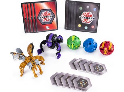 Bakugan balení 5 ks s doplňky Darkus Hydorous - Aurelus Garganoid - Poškozený obal