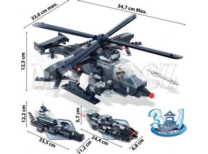 BanBao Armáda 8488 Vrtulník, vozidlo, vznášedlo 3 v 1