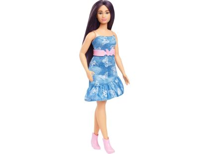 Barbie Modelka - modré šaty s motýlky