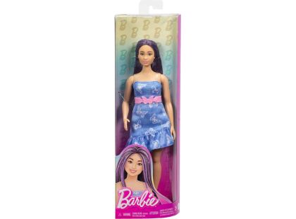 Barbie Modelka - modré šaty s motýlky