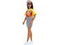 Barbie modelka 30 cm - ohnivé tričko a kostkovaná sukně 2