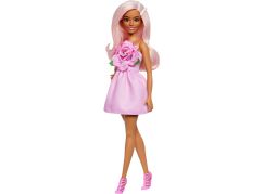 Barbie Modelka - růžové šaty s růží