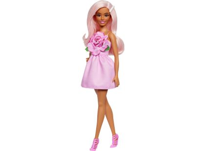 Barbie Modelka - růžové šaty s růží Barbie Modelka - růžové šaty s růží