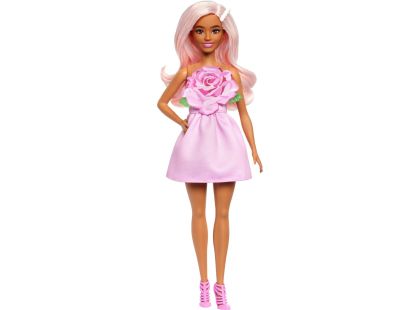 Barbie Modelka - růžové šaty s růží Barbie Modelka - růžové šaty s růží