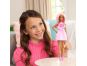 Barbie Modelka - růžové šaty s růží 5
