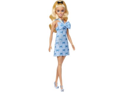 Barbie Modelka - šaty s modrými mašlemi