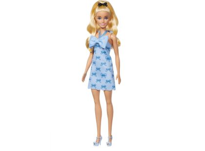 Barbie Modelka - šaty s modrými mašlemi