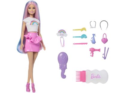 Mattel Barbie Panenka duhové vlasy s třpytivým stylingem