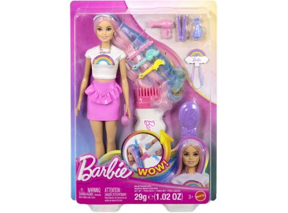 Mattel Barbie Panenka duhové vlasy s třpytivým stylingem