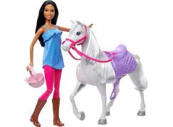 Barbie panenka 30 cm na vyjížďce s koněm
