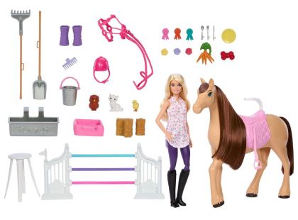 Barbie HXJ44 Stáje s koněm Pepper a panenkou