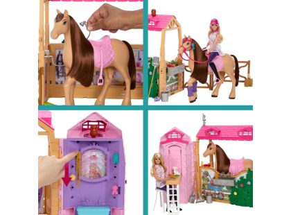 Barbie HXJ44 Stáje s koněm Pepper a panenkou