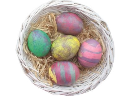 Barvy na vajíčka pastelové v tabletách, 5 ks, rukavice