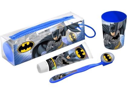 Batman set dentální hygieny (zubní kartáček + zubní pasta + sklenice)