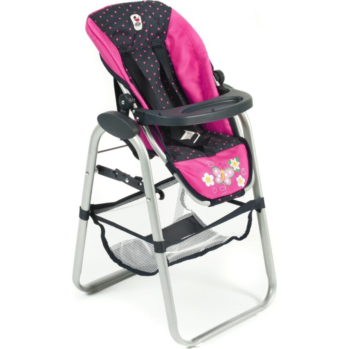 Bayer Chic Jídelní židlička pro panenku - Dots Navy Pink