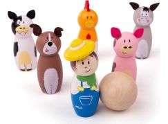 Bigjigs Toys Dřevěné kuželky farma - Poškozený obal