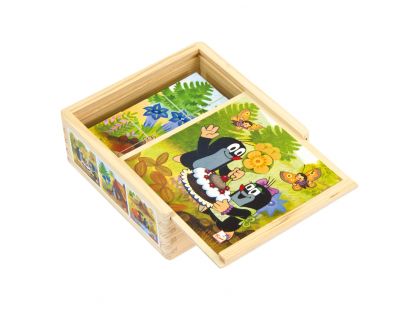 Bino Dřevěné kostky Krtečková 9ks - Poškozený obal 