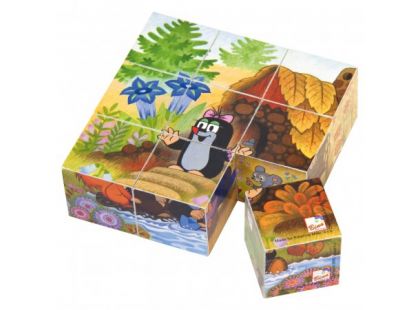 Bino Dřevěné kostky Krtečková 9ks - Poškozený obal 