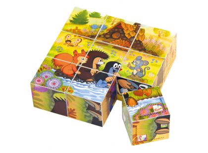 Bino Dřevěné kostky Krtečková 9ks - Poškozený obal 