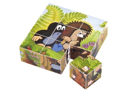 Bino Dřevěné kostky Krtečková 9ks - Poškozený obal 