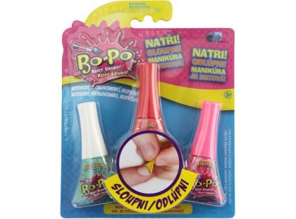 Bo-Po Sada 3 Lak na nehty Světle zelená, červená, tmavě růžová