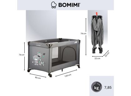 Bomimi Mondo postýlka giraffe & bear, anthracite, tm-s