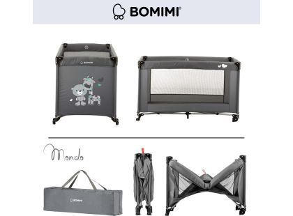 Bomimi Mondo postýlka giraffe & bear, anthracite, tm-s