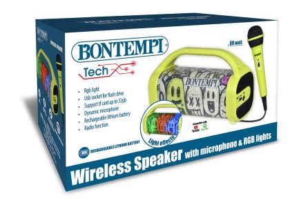 Bontempi Bezdrátový reproduktor s dynamickým mikrofonem a světelnými efekty