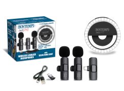 Bontempi Mini kruhové světlo s dvěma bezdrátovými klopovými mikrofony