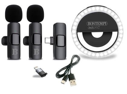 Bontempi Mini kruhové světlo s dvěma bezdrátovými klopovými mikrofony