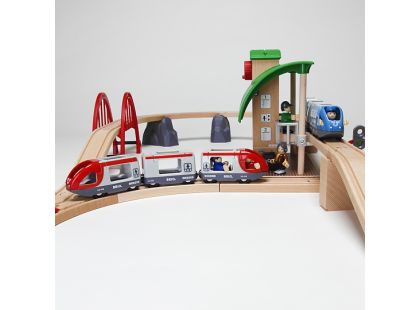 Brio Vláčkodráha velká s výhybkami, mostem, nástupištěm 42dílů - Poškozený obal