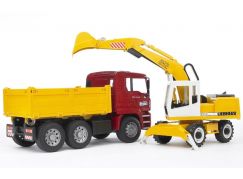 Bruder 02751 Nákladní auto MAN+bagr - Poškozený obal