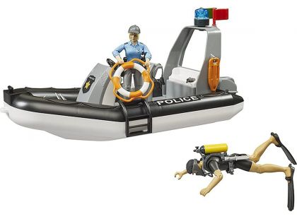 Bruder 2507 RAM 2500 Police Pickup, modul L+S, přívěs, člun, 2 figurky 1:16