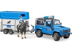 Bruder 2588 Land Rover Defender Policejní s přívěsem, koněm a policistou 1:16