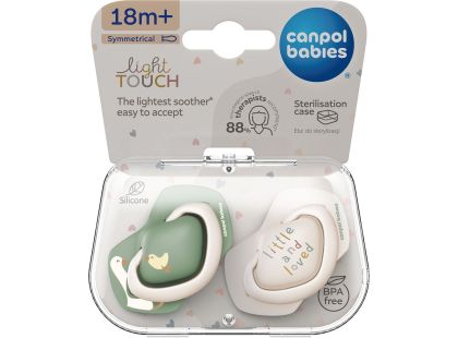 Canpol babies Dudlík silikonový symetrický Light touch Goose 18m+ 2 ks