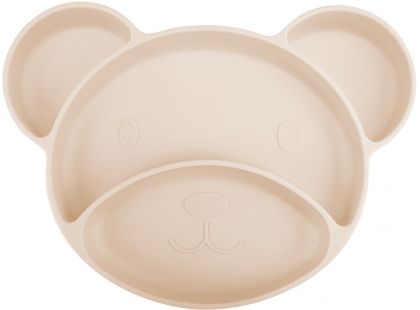 Canpol babies Silikonový dělený talíř s přísavkou Medvídek krémový