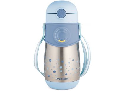 Canpol babies Termolahev se silikonovou slámkou 300 ml modrá