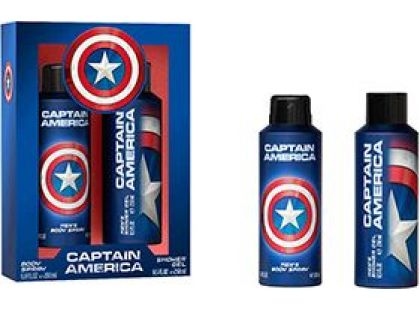 Captain America tělový sprej 200 ml, sprchový gel 250 ml - Poškozený obal