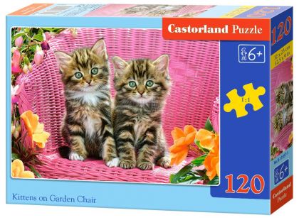 Castorland Puzzle 120 dílků Koťata v zahradním křesle