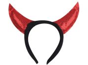Čelenka s glitry Čertovské rohy červené
