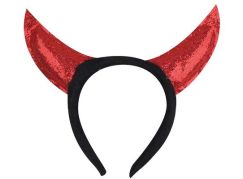 Čelenka s glitry Čertovské rohy červené