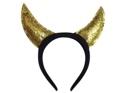 Čelenka s glitry Čertovské rohy zlaté