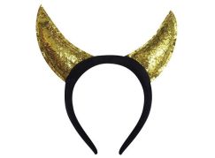Čelenka s glitry Čertovské rohy zlaté