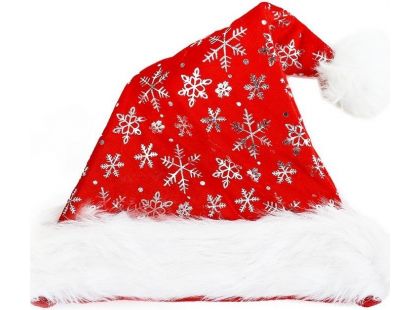 Rappa Čepice vánoční se stříbrnými vločkami 40 cm