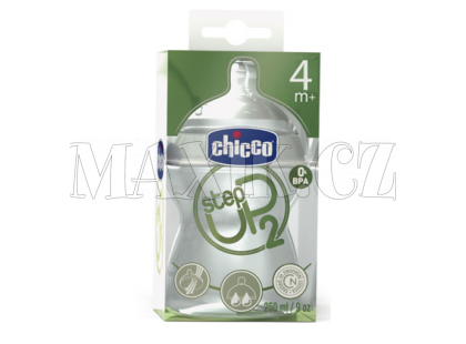 Chicco Láhev plast 250ml sil.dudlík 4m+