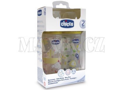 Chicco Láhev polypropylen 250ml Set sil.dudlík 2m+ 2ks