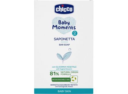 Chicco Mýdlo na ruce tuhé s rostlinným glycerínem Baby Moments 81 % přírodních složek 100 g