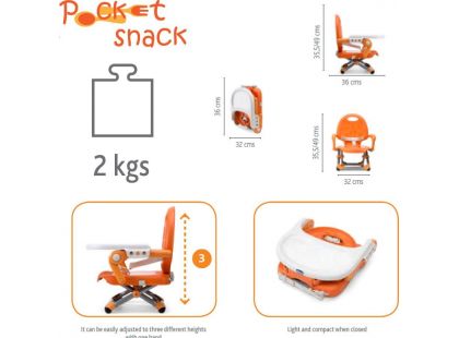 Chicco Podsedák přenosný Pocket Snack na židli Dark Grey