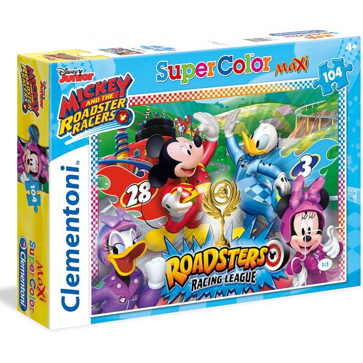 Clementoni Disney Puzzle Mickey závodník Supercolor Maxi 104 dílků