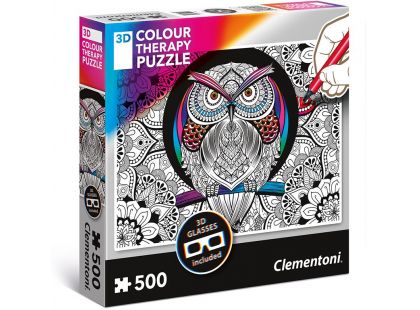 Clementoni Puzzle 3D Colour therapy 500 dílků Sova